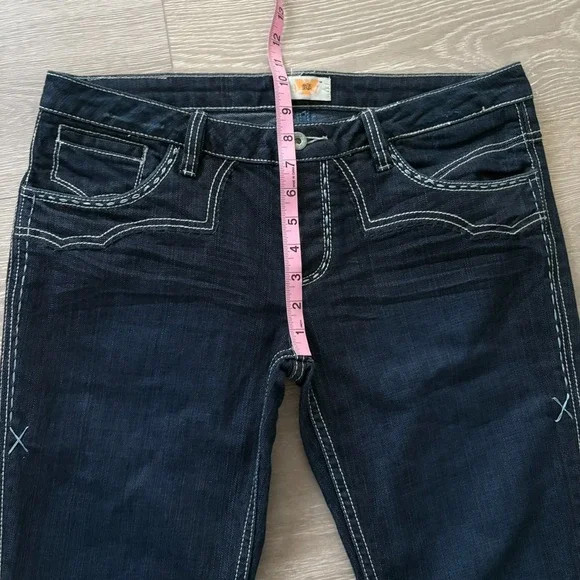Antik Denim Womens Dark Blue Stretch Embellished Western Bootcut Jeans Size 31 - Picture 14 of 16
